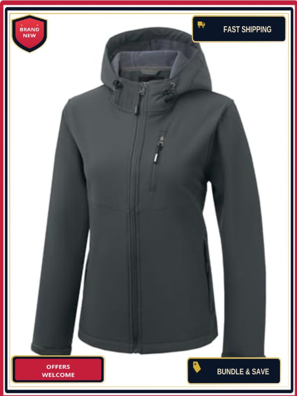 Waterproof Fleece Lined Softshell Jacket Hooded Windproof Women Insulated Hiking